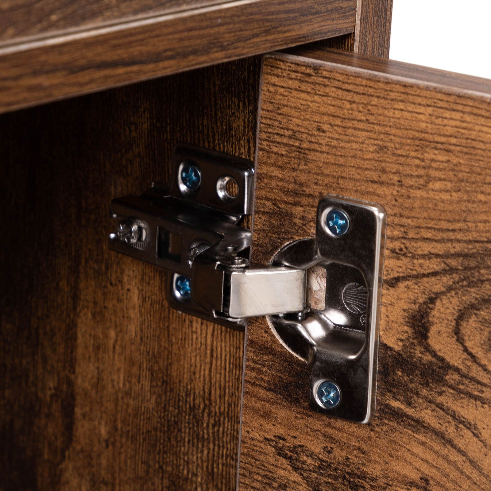 Salon Station, Hair Styling Station with Drawers, Cabinet and Hair Dryer Holders, Rustic Brown himalipasal