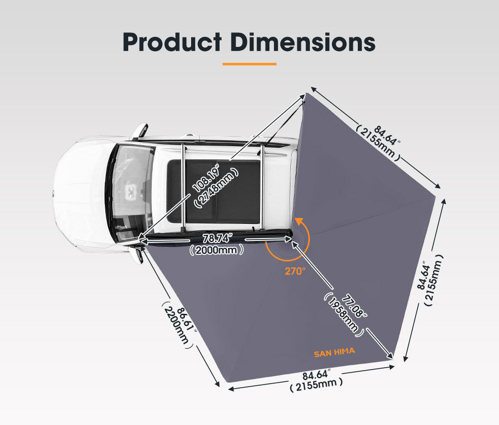 San Hima 270 Degree Free-Standing Awning 600D Double-Ripstop Oxford 4X4 UPF50+ himalipasal