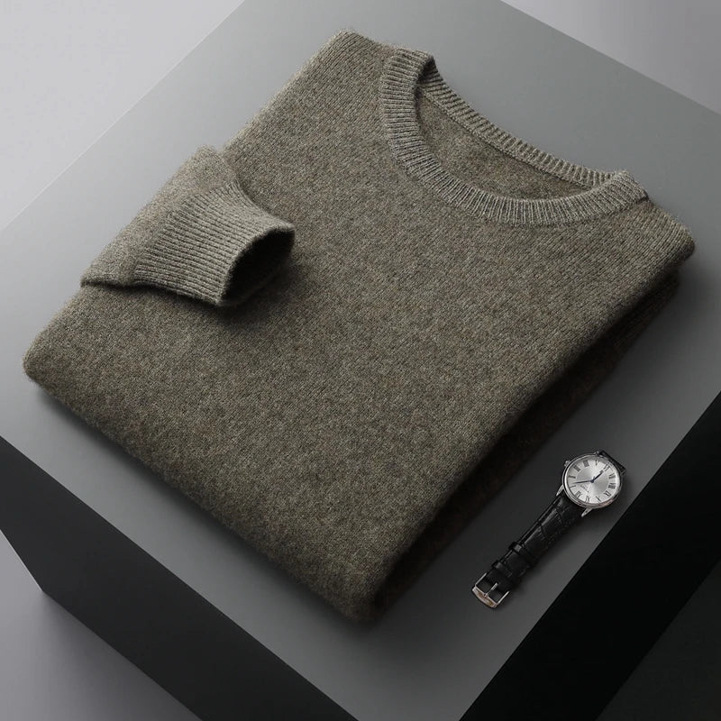 ZOCEPT Thickened Knitted Cashmere Sweater for Men Winter High Quality Basic O-Neck Seamless Sweater Pullover Warm Knit Jumper