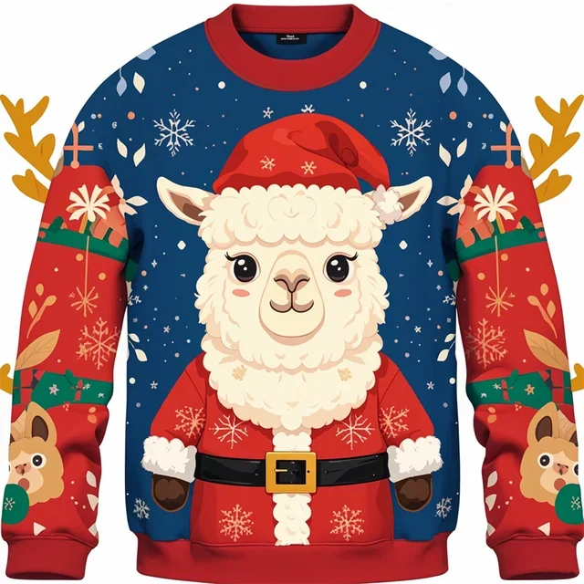 2024-2025 Cute Ugly Christmas Sweater Fashion Trend Funny Animals 3D Printed Sweatshirt