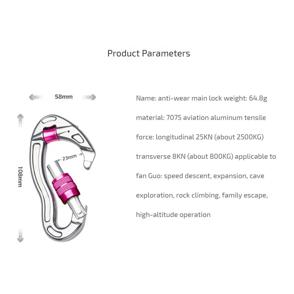 Screwgate Climbing Mountaineering Carabiner Buckle with Pulley Wheel for Tree Carving Arborist Rigging Rappelling himalipasal