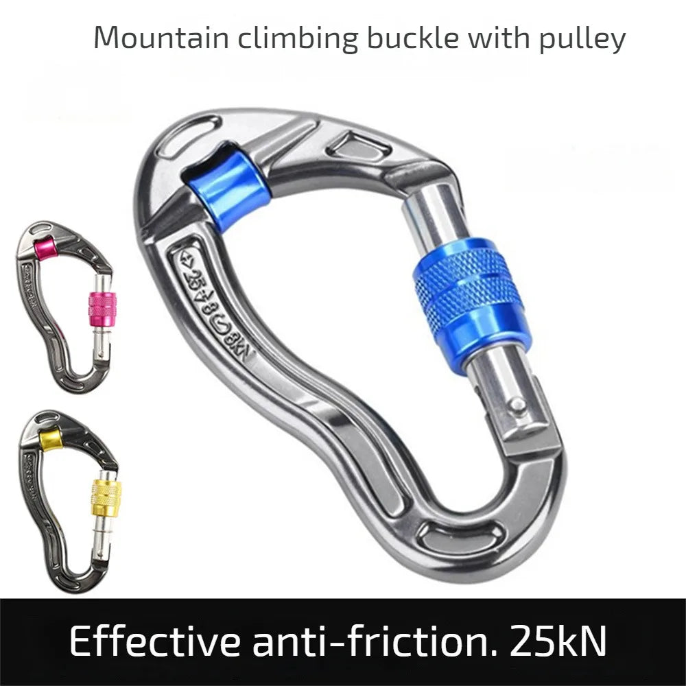 Screwgate Climbing Mountaineering Carabiner Buckle with Pulley Wheel for Tree Carving Arborist Rigging Rappelling himalipasal