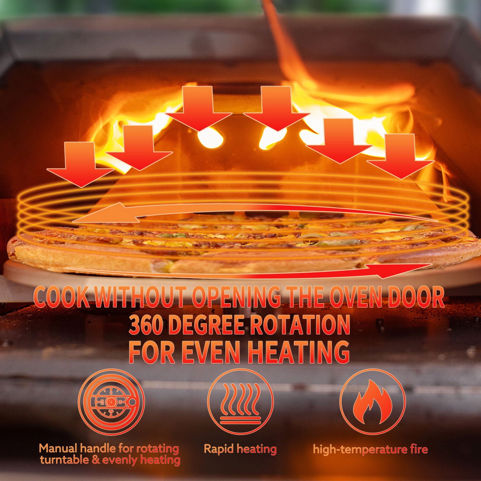 Semi-Automatic Black 12 Outdoor Pizza Oven Portable Wood Fired Pizza Oven Outdoor Cooking Pizza Maker Portable Pizza Oven for Authentic Stone Baked Pizzas himalipasal