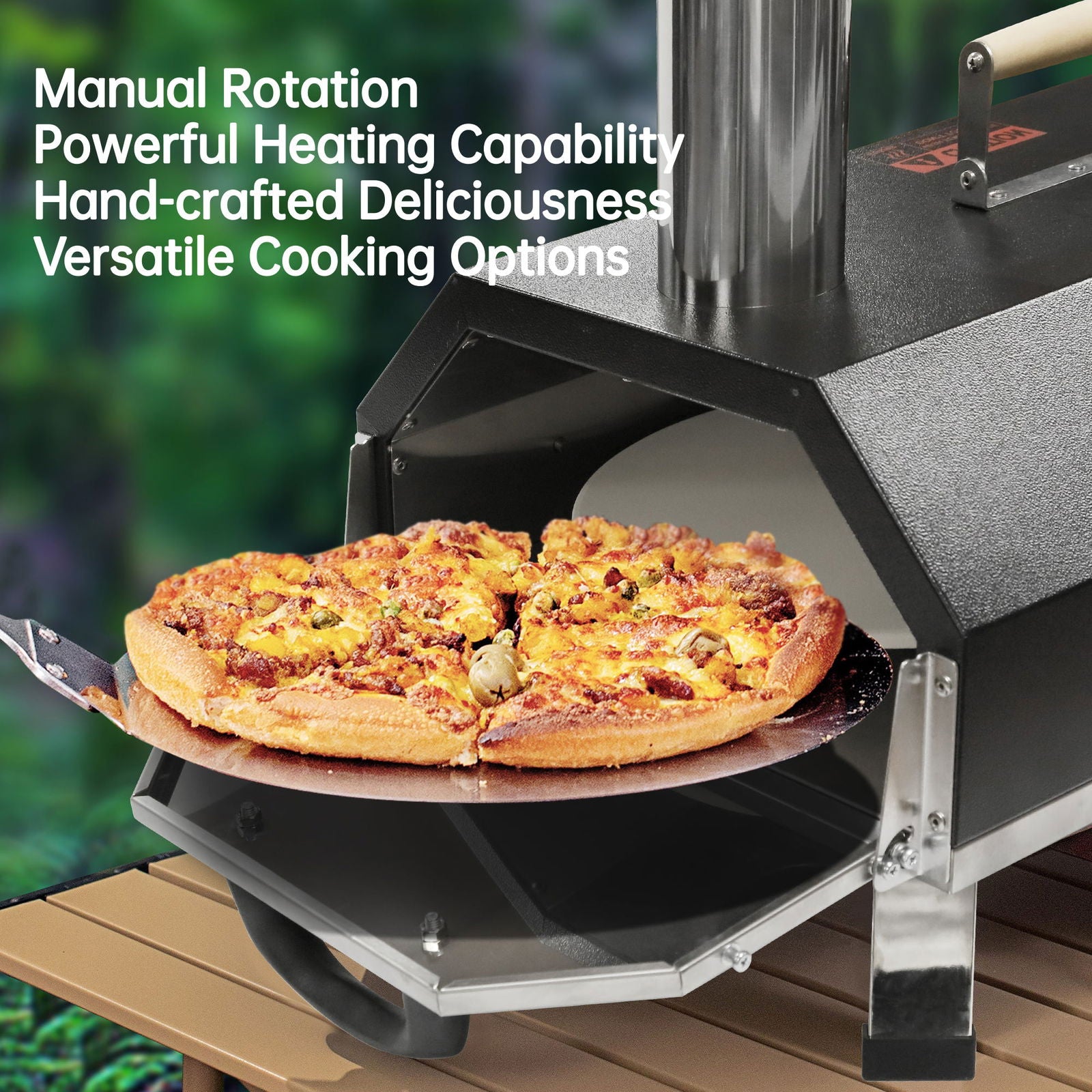 Semi-Automatic Black 12 Outdoor Pizza Oven Portable Wood Fired Pizza Oven Outdoor Cooking Pizza Maker Portable Pizza Oven for Authentic Stone Baked Pizzas himalipasal