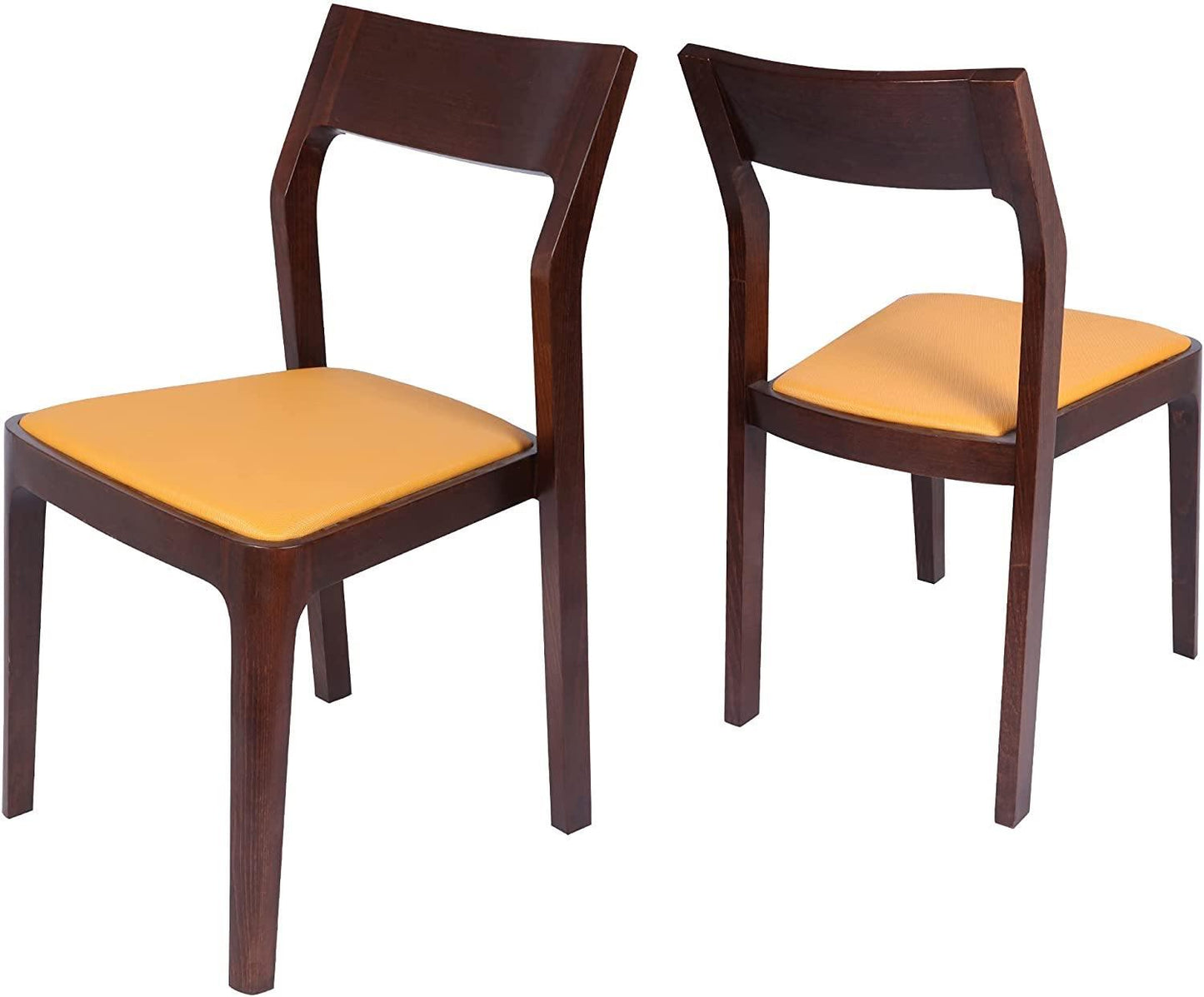 Set of 2 Dining Chair Mid Century Leather and Wood Chair for Living Room Kitchen Bedroom, High-end M himalipasal