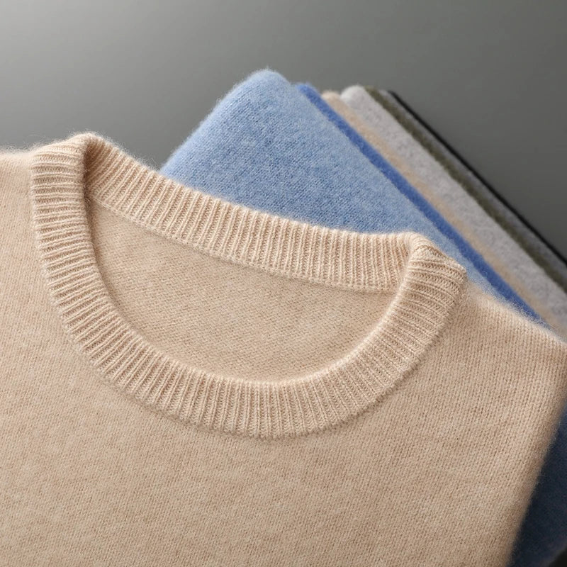 ZOCEPT Thickened Knitted Cashmere Sweater for Men Winter High Quality Basic O-Neck Seamless Sweater Pullover Warm Knit Jumper