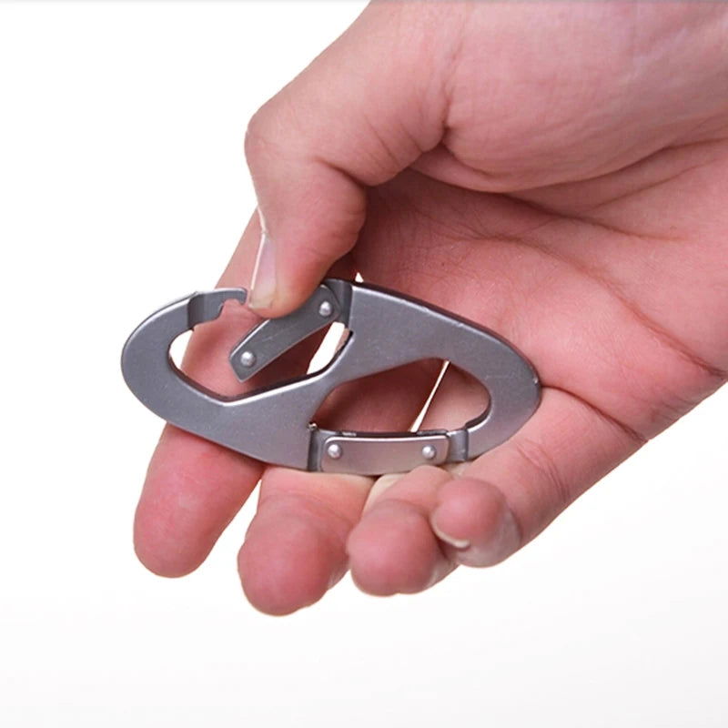 Shape 8 Carabiner Steel Multi Function Multi Tool Locking Carabiners Climbing EDC Keychain Key Double Carabiner himalipasal