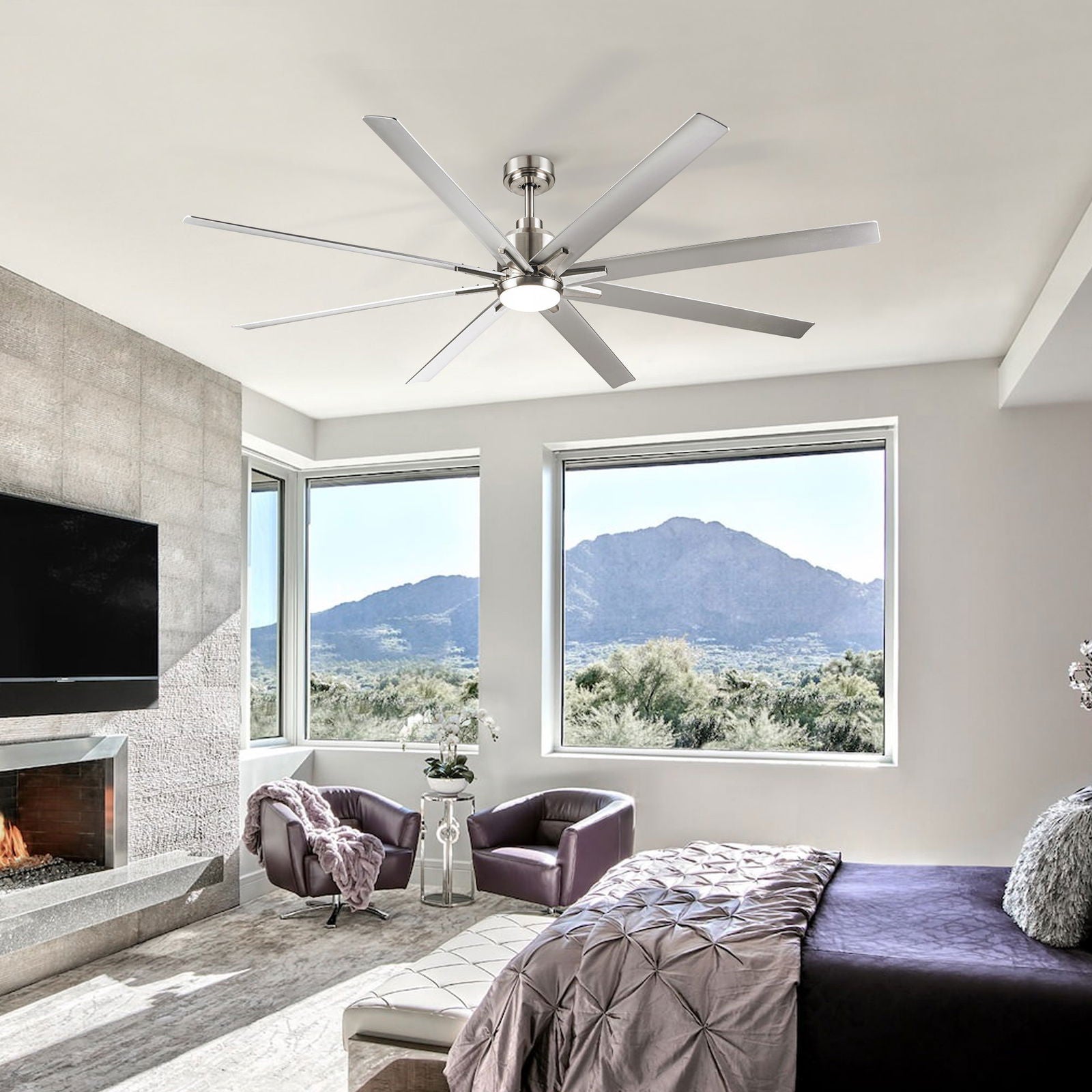 Smart 72" Integrated LED Ceiling Fan with Silver Blades in Brushed Nickel Finish himalipasal