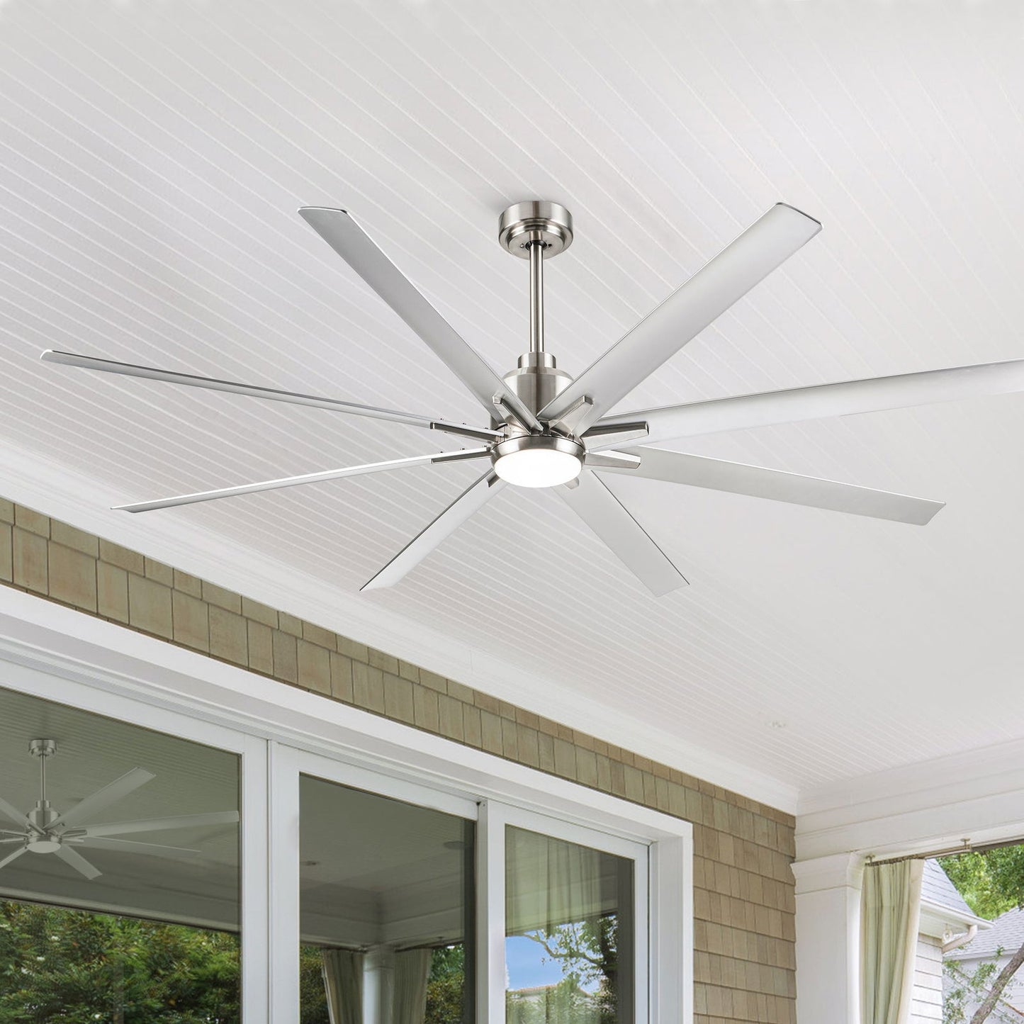 Smart 72" Integrated LED Ceiling Fan with Silver Blades in Brushed Nickel Finish himalipasal