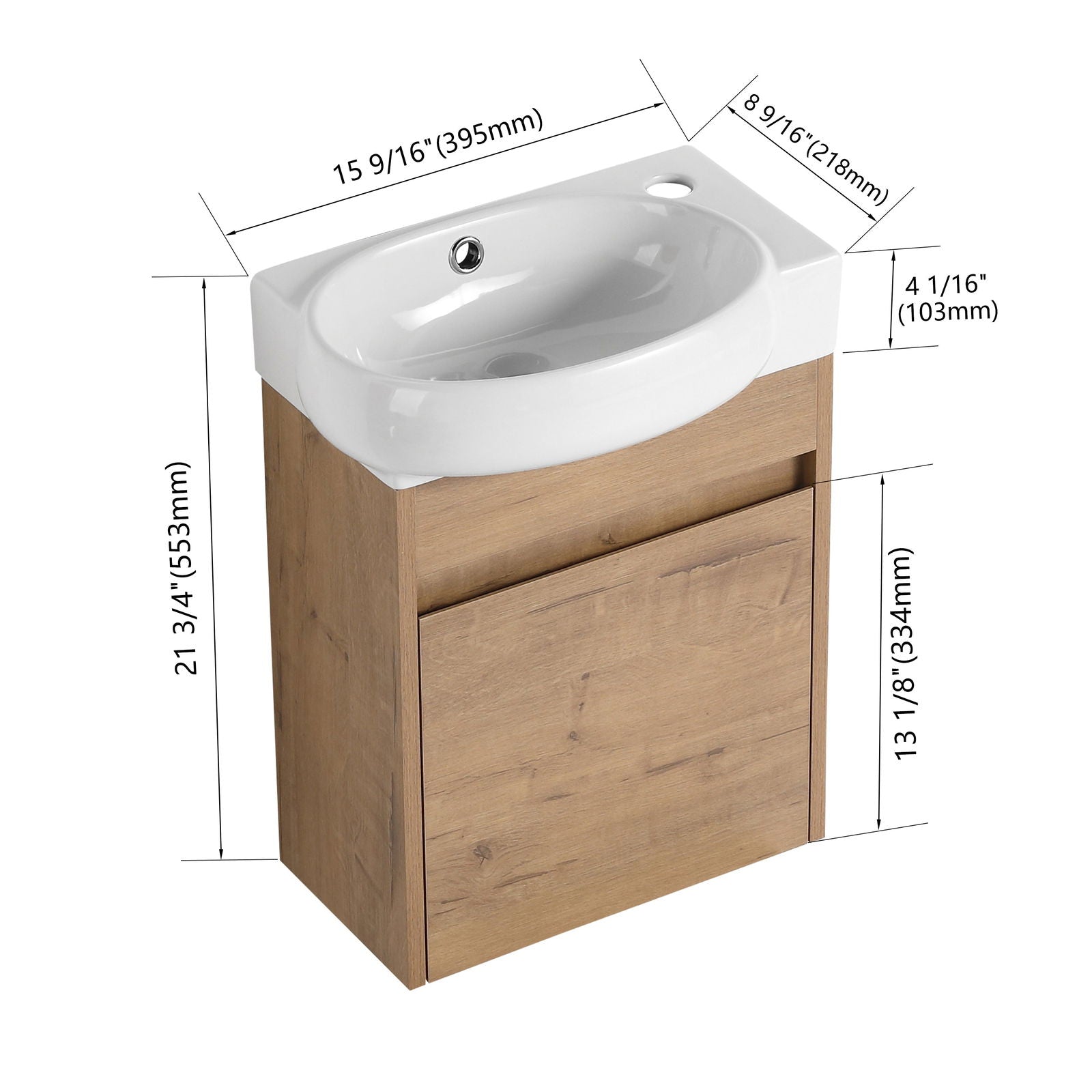 Soft Close Doors Bathroom Vanity With Sink,16 Inch For Small Bathroom himalipasal