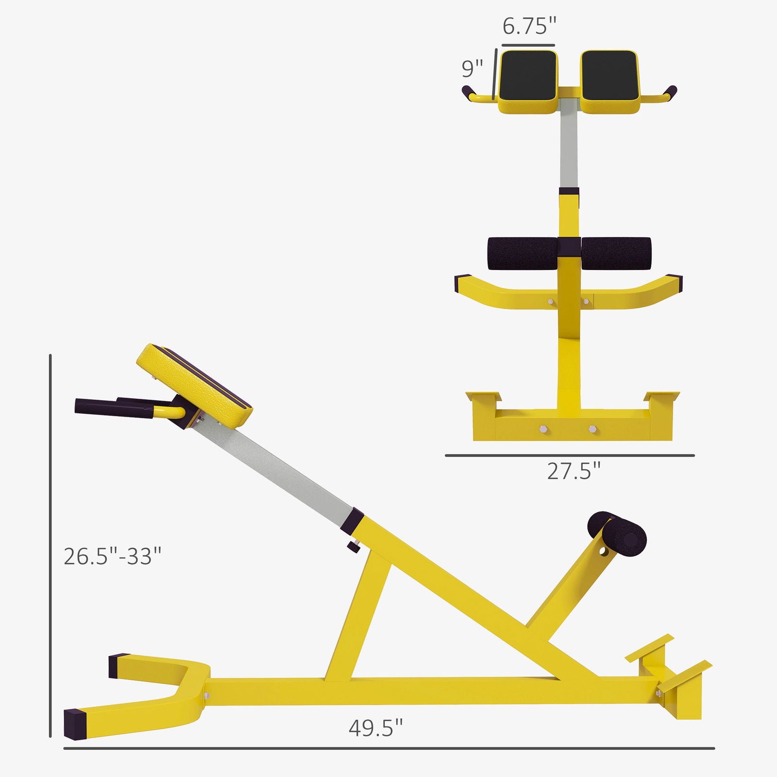 Soozier Roman Chair Back Extension Machine, Height Adjustable Hyperextension Bench with Dip Bars, Multi-Functional for Back, Core, Arms and Whole-Body Training, Yellow himalipasal