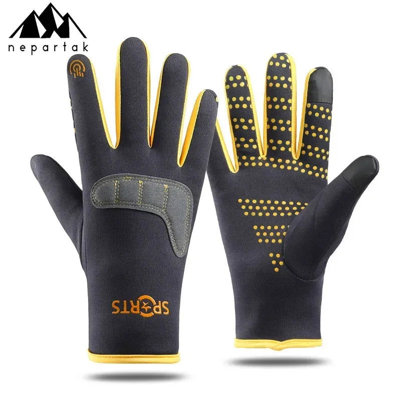 Sports Cycling Gloves, Windproof and Coldproof, Thickened, Waterproof and Velvet, Warm for Outdoor Mountaineering in Winter himalipasal