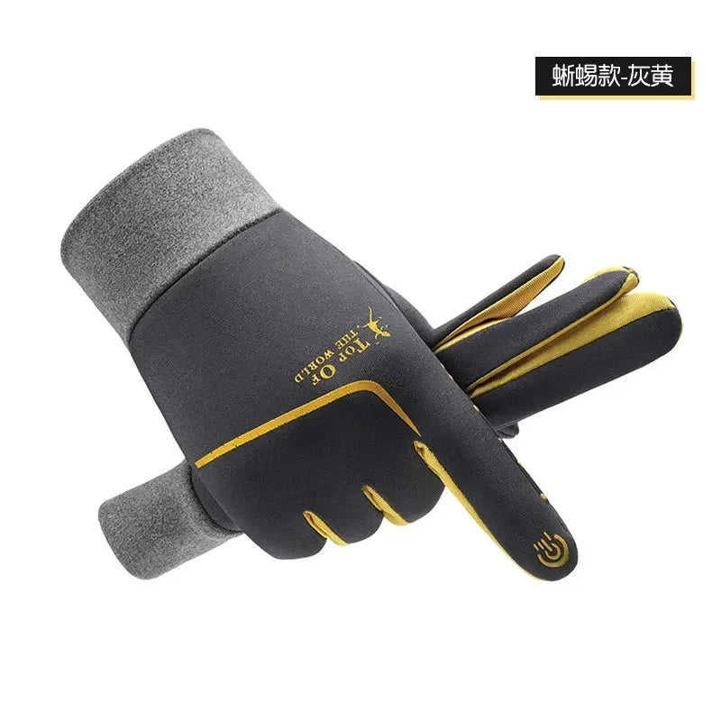 Sports Cycling Gloves, Windproof and Coldproof, Thickened, Waterproof and Velvet, Warm for Outdoor Mountaineering in Winter himalipasal