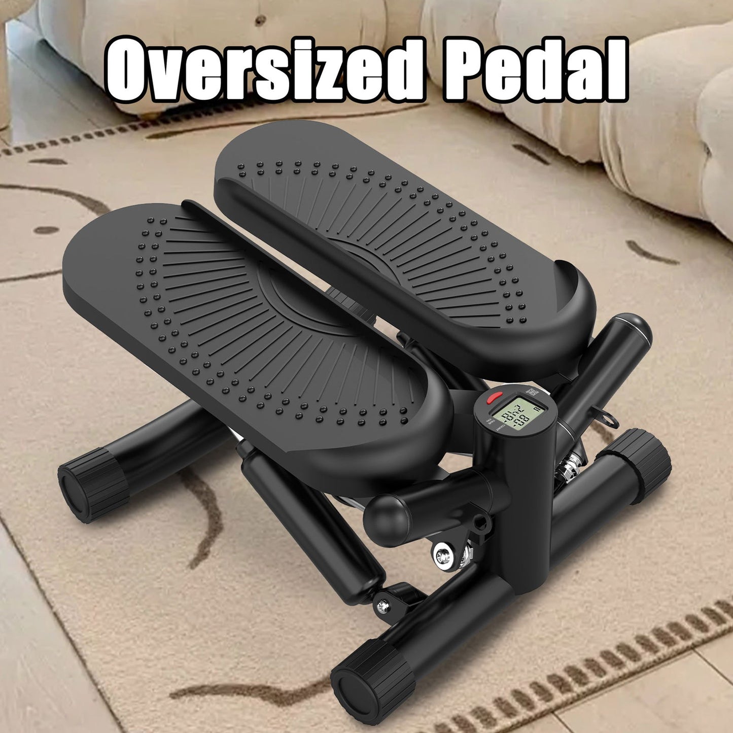 Steppers for Exercise - Mini Stair Stepper Machine with Resistance Bands 330lbs Twist Stepper Portable Exercise Equipment for Full Body Workout-Black himalipasal