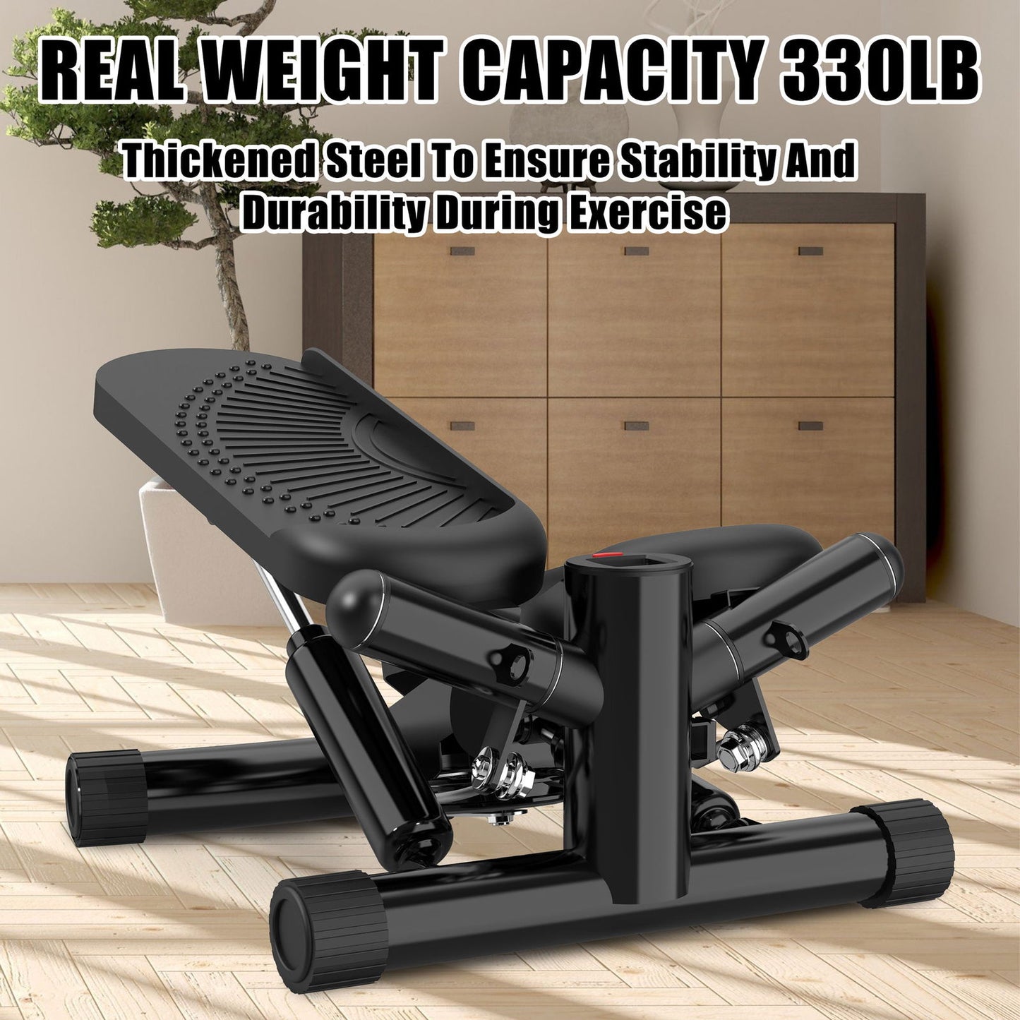 Steppers for Exercise - Mini Stair Stepper Machine with Resistance Bands 330lbs Twist Stepper Portable Exercise Equipment for Full Body Workout-Black himalipasal