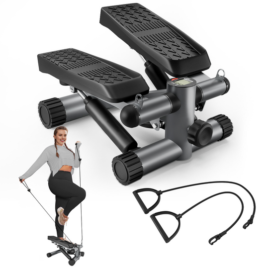 Steppers for Exercise, Stair Stepper with Resistance Bands, Mini Stepper with 330LBS Loading Capacity, Hydraulic Fitness Stepper with LCD Monitor, No Assembly Required himalipasal