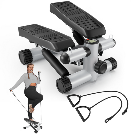 Steppers for Exercise, Stair Stepper with Resistance Bands, Mini Stepper with 330LBS Loading Capacity, Hydraulic Fitness Stepper with LCD Monitor, No Assembly Required himalipasal