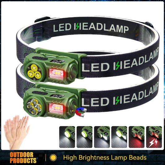 Strong Light LED+XPE Sensor Headlamp USB Rechargeable Headlight 700mAh Built in Battery Head Lantern for Outdoor Camping Fishing himalipasal