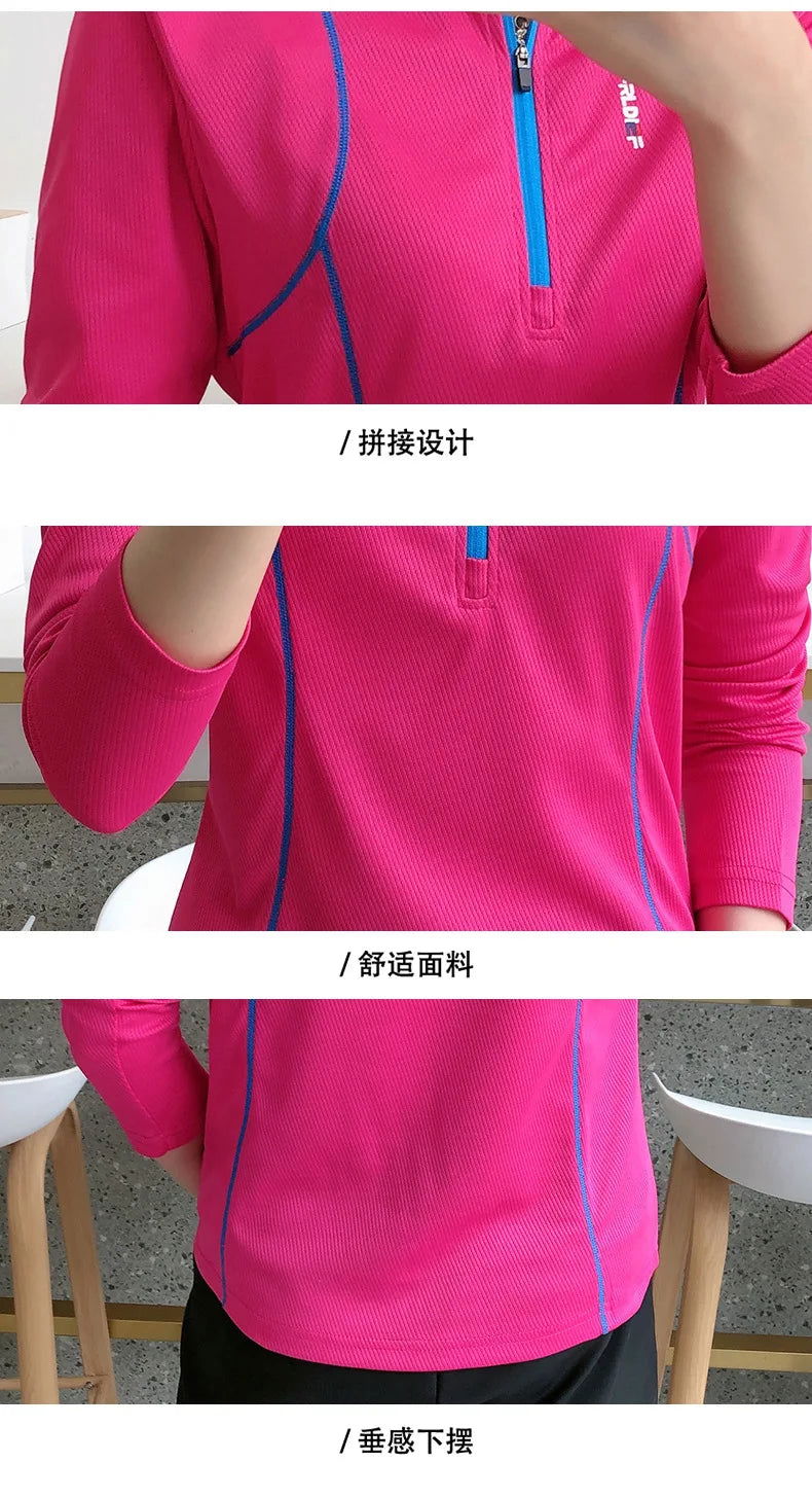 T-shirt Outdoor Quick-drying Clothes Autumn Women Sports Long-sleeved T-shirt Stand Collar Slim Stretch Mountaineering Clothes himalipasal