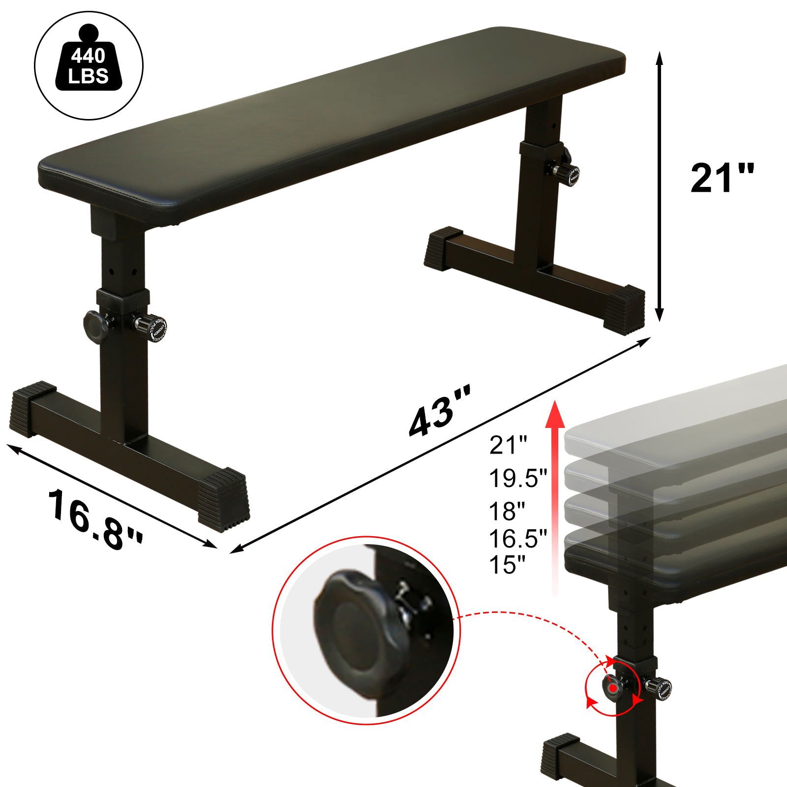 THE Flat Weight Bench for Strength Training W/ 5-Level Adjustable Height himalipasal