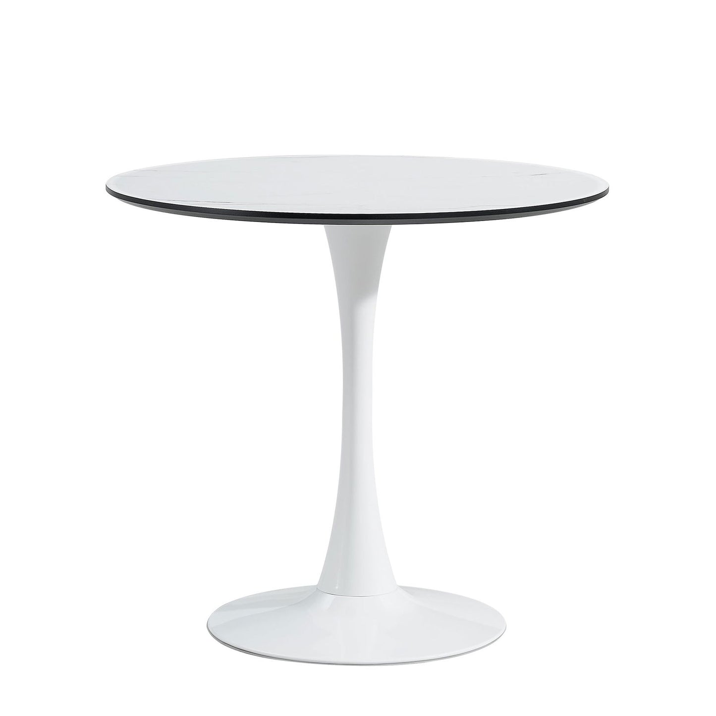 TULIP DINING TABLE ,32IN ROUND, WHITE, Mable black, 1pc per ctn himalipasal