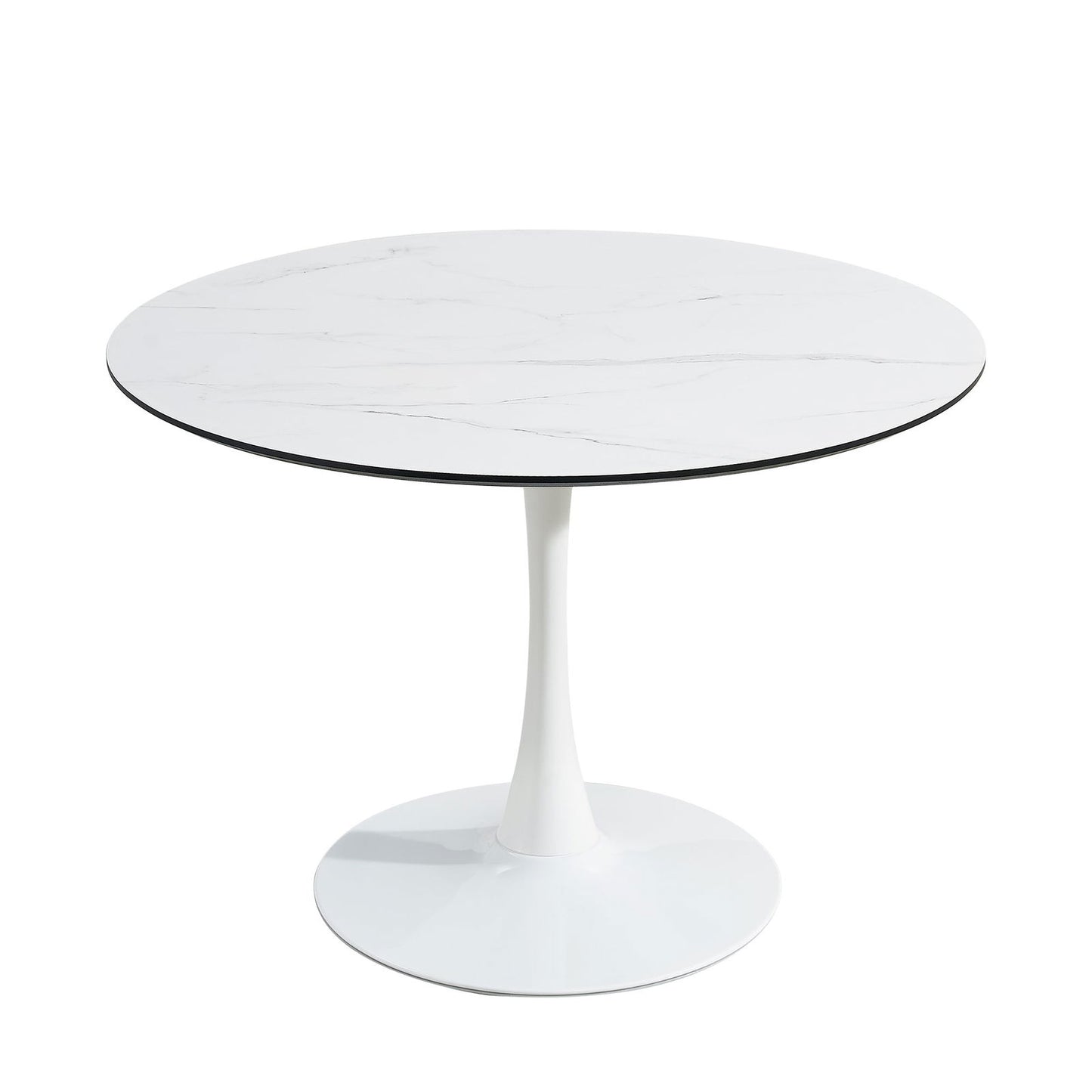 TULIP DINING TABLE ,32IN ROUND, WHITE, Mable black, 1pc per ctn himalipasal