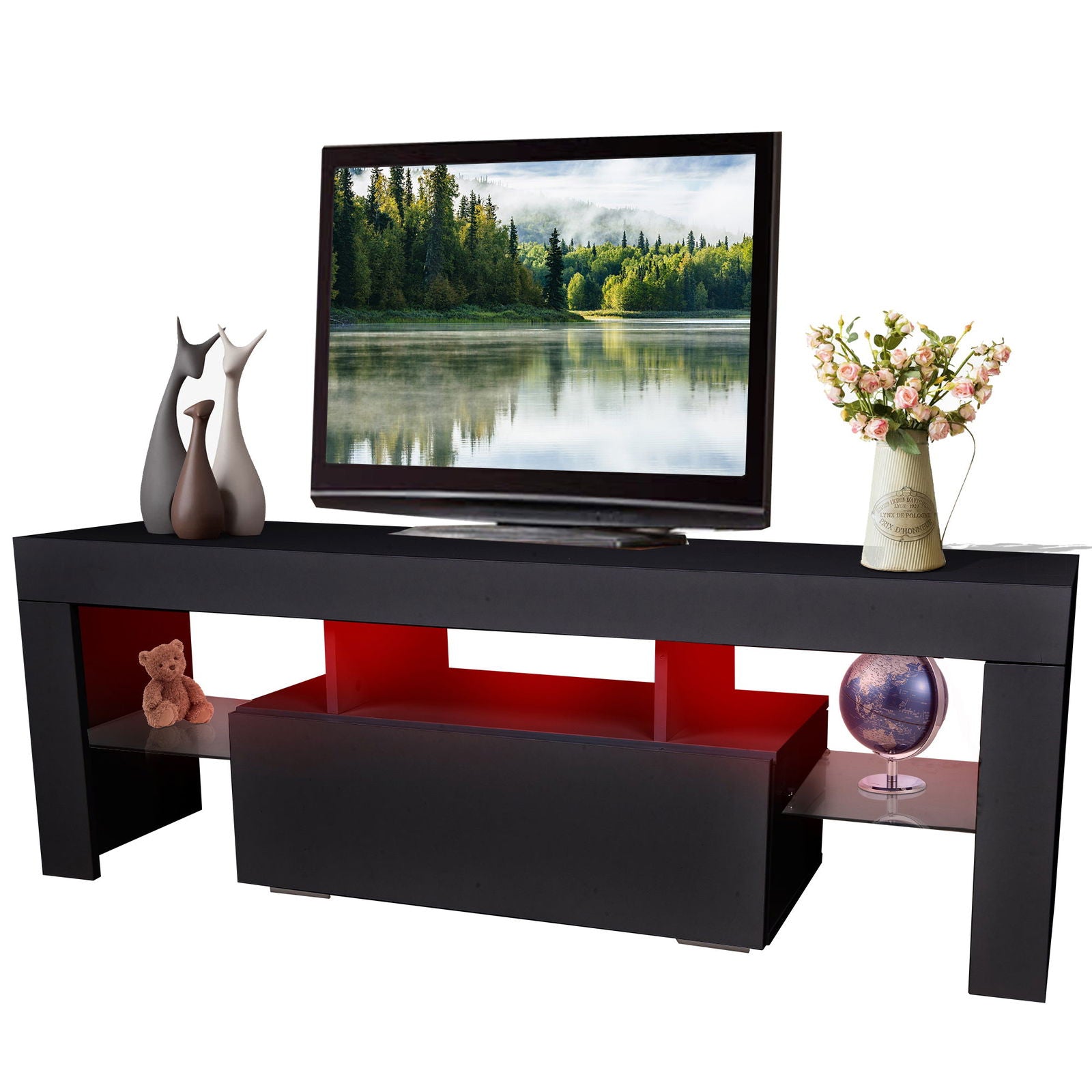 TV stand with Storage 43 inch LED Modern TV Media Console Entertainment Center with Drawer TV cabinet for Living Room Bedroom himalipasal