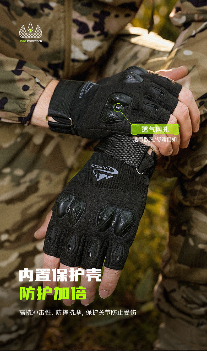 Tactical Men's Fitness Training Outdoor Cycling Sports Leak Half Finger Non-Slip Mountaineering Rock Climbing Fighting Protectiv himalipasal