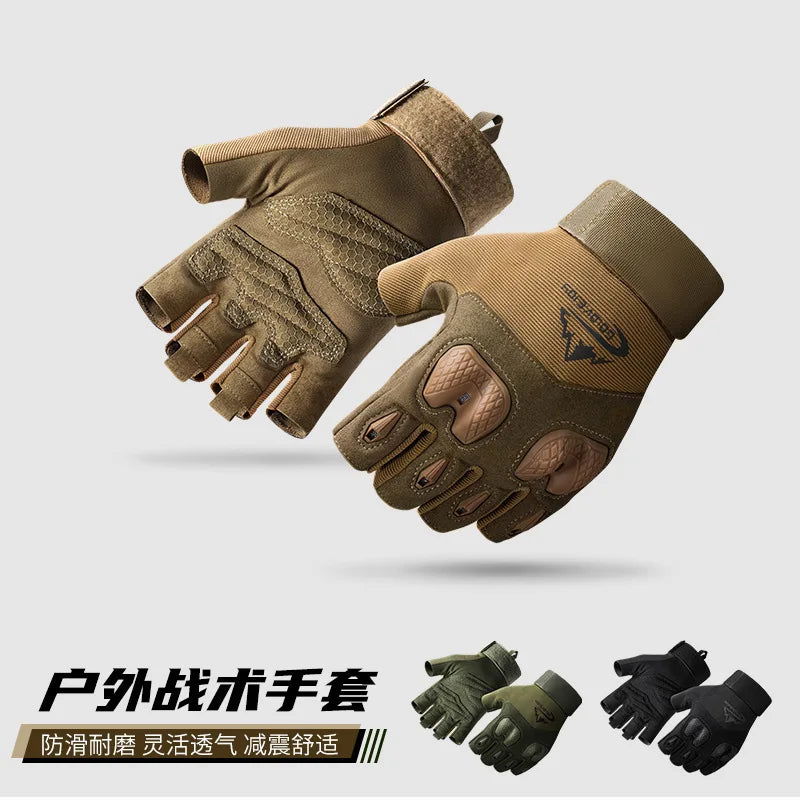 Tactical Men's Fitness Training Outdoor Cycling Sports Leak Half Finger Non-Slip Mountaineering Rock Climbing Fighting Protectiv himalipasal