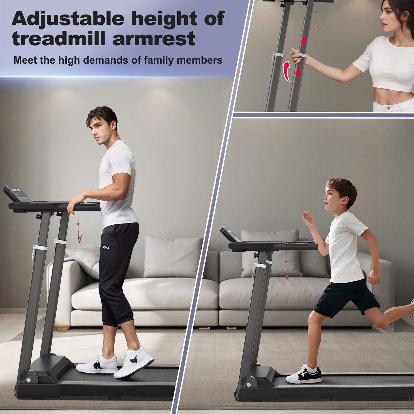 Treadmill with Desk Workstation & Adjustable Height, 300 LBS Weight Capacity, Folding Treadmill with Bluetooth Speaker , Portable Walking Pad Treadmill with Desktop for Home Office himalipasal