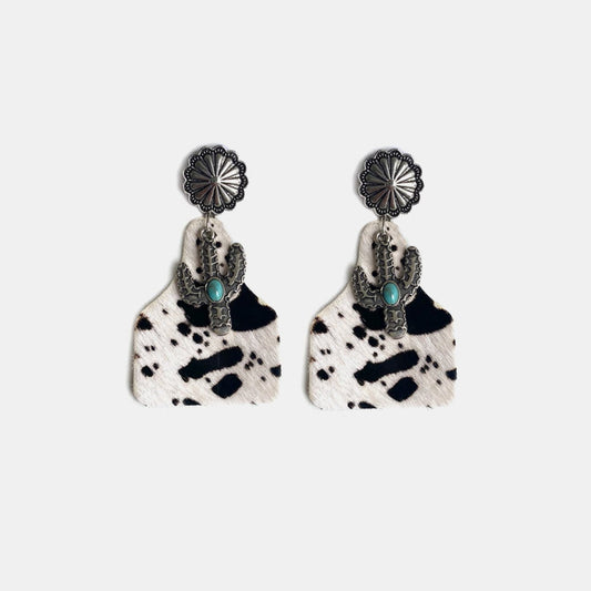 Turquoise Decor Cactus Alloy Earrings himalipasal