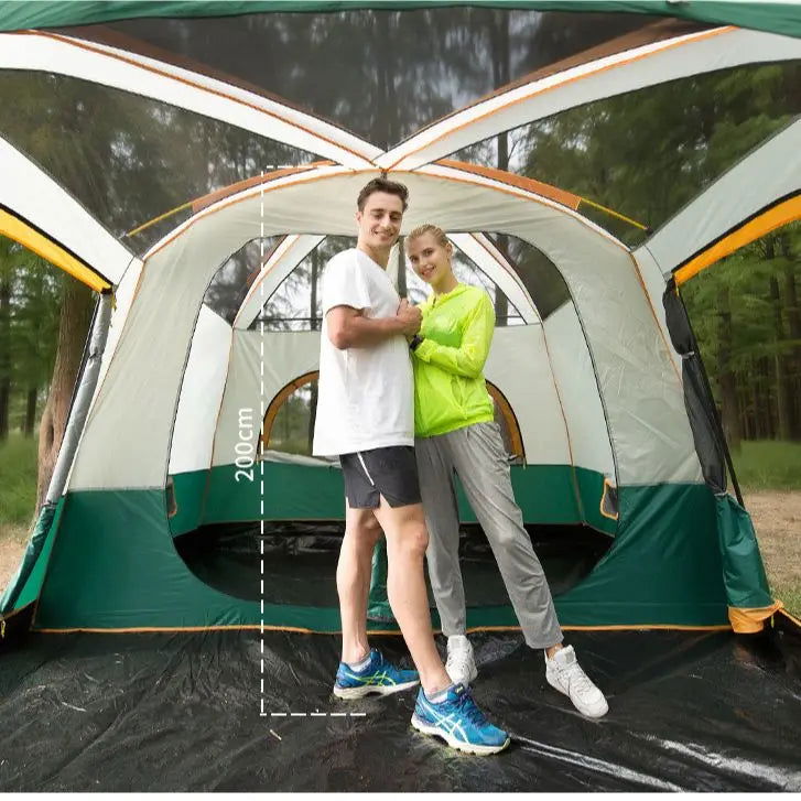 Two-bedroom, one-living room outdoor camping 6 people, 8 people, 10 people, 12 people, two-bedroom, one-living room, multi-person camping, rainproof tent himalipasal