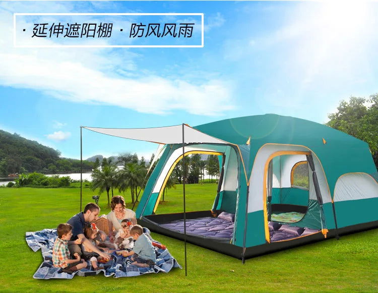 Two-bedroom, one-living room outdoor camping 6 people, 8 people, 10 people, 12 people, two-bedroom, one-living room, multi-person camping, rainproof tent himalipasal