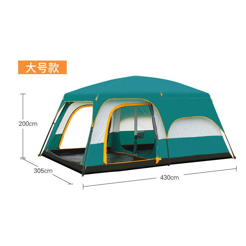 Two-bedroom, one-living room outdoor camping 6 people, 8 people, 10 people, 12 people, two-bedroom, one-living room, multi-person camping, rainproof tent himalipasal