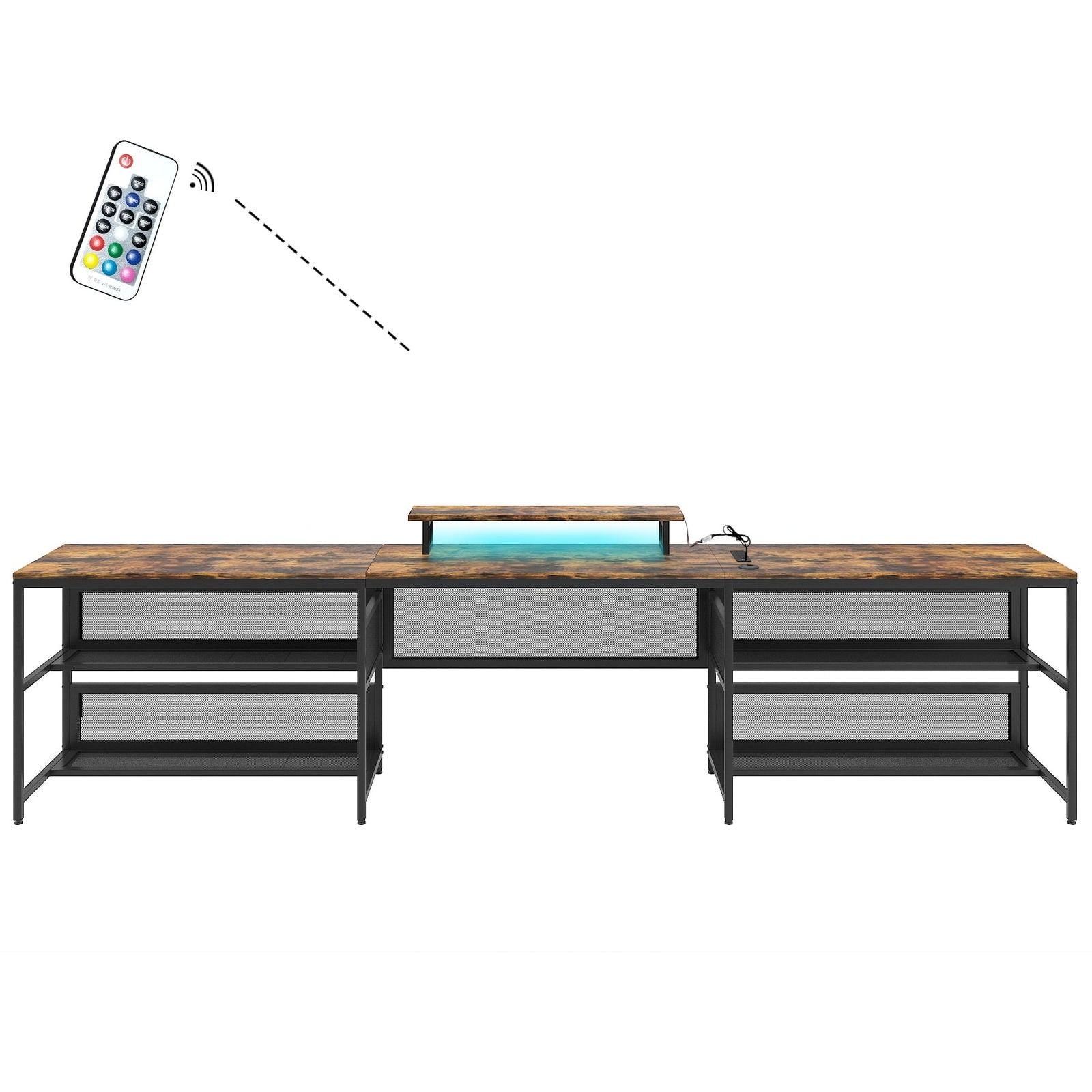 U-shaped Desk with Shelve and LED lights himalipasal