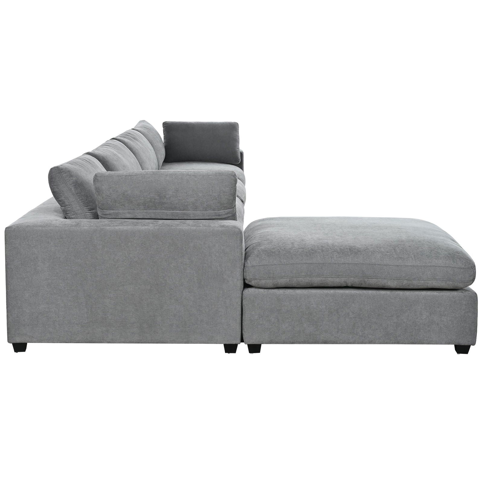 U-style Upholstered Oversize Modular Sofa with Removable Ottoman,Sectional sofa for Living Room Apartment(5-Seater) himalipasal