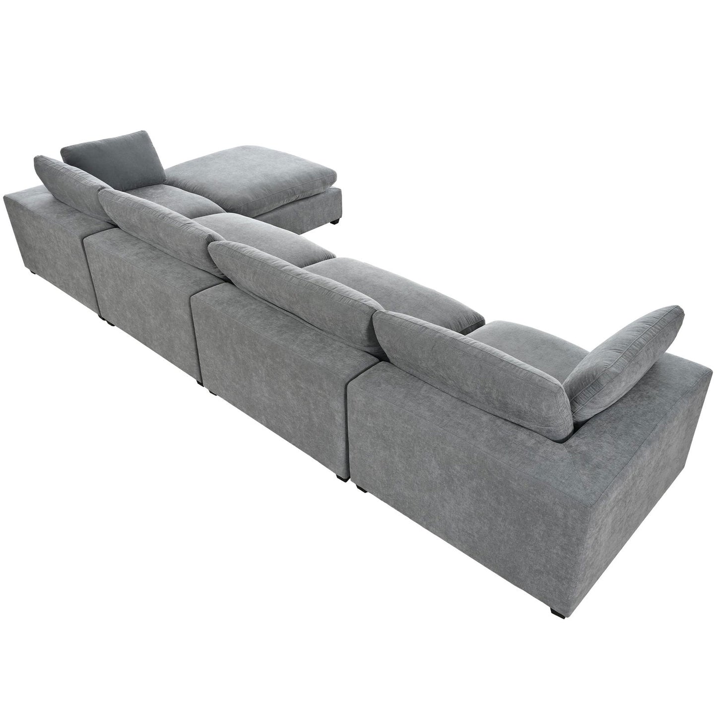 U-style Upholstered Oversize Modular Sofa with Removable Ottoman,Sectional sofa for Living Room Apartment(5-Seater) himalipasal