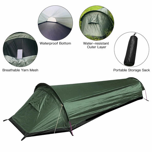 Ultra Lightweight Portable Outdoor Equipment Supplies Mountaineering Single Person Camping Windproof Sleeping Bag Tent himalipasal