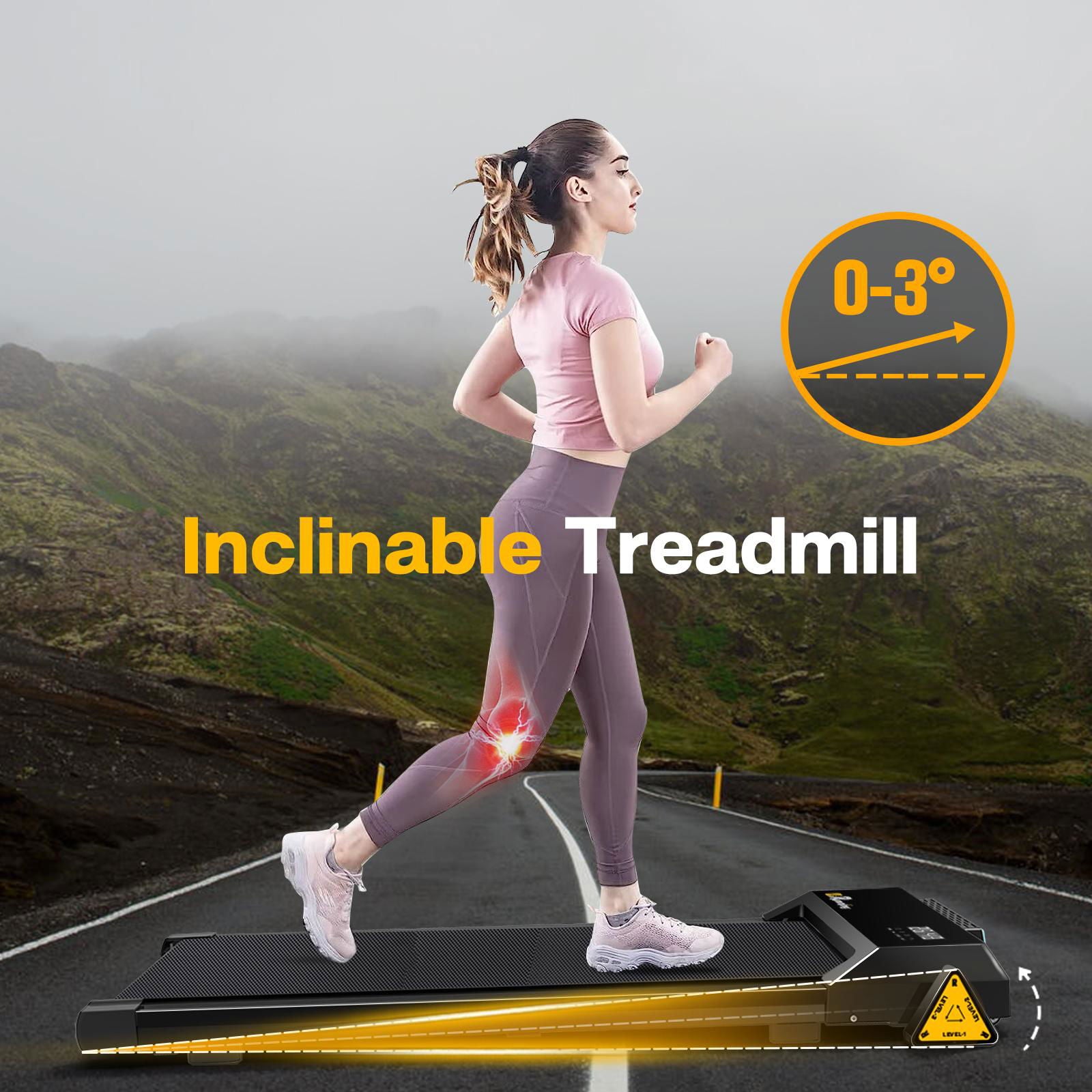 Under Desk Treadmills, 265LBS Capacity Portable Treadmill Walking Pad with Bluetooth and LED Display Electric Running Machine for Home Office Use Inst himalipasal