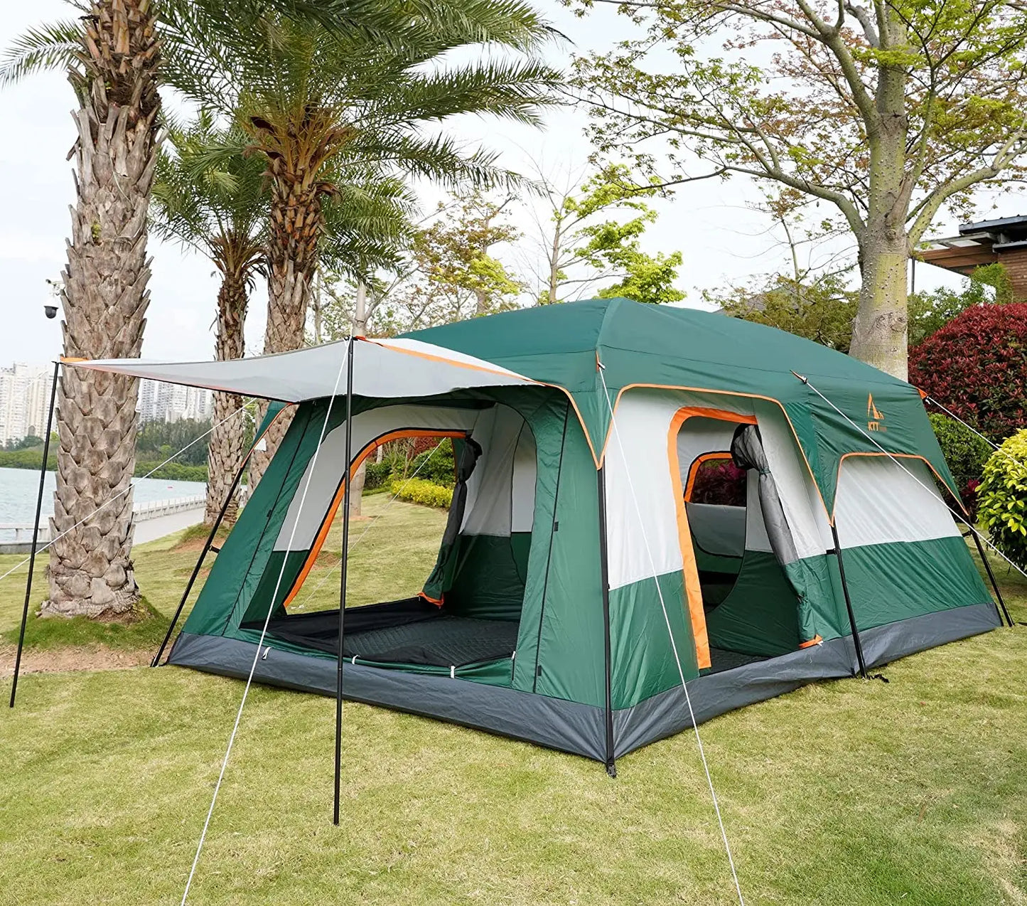 WOQI two room extra large outdoor camping tents 6-10 persons waterproof outdoor family luxury family tent himalipasal