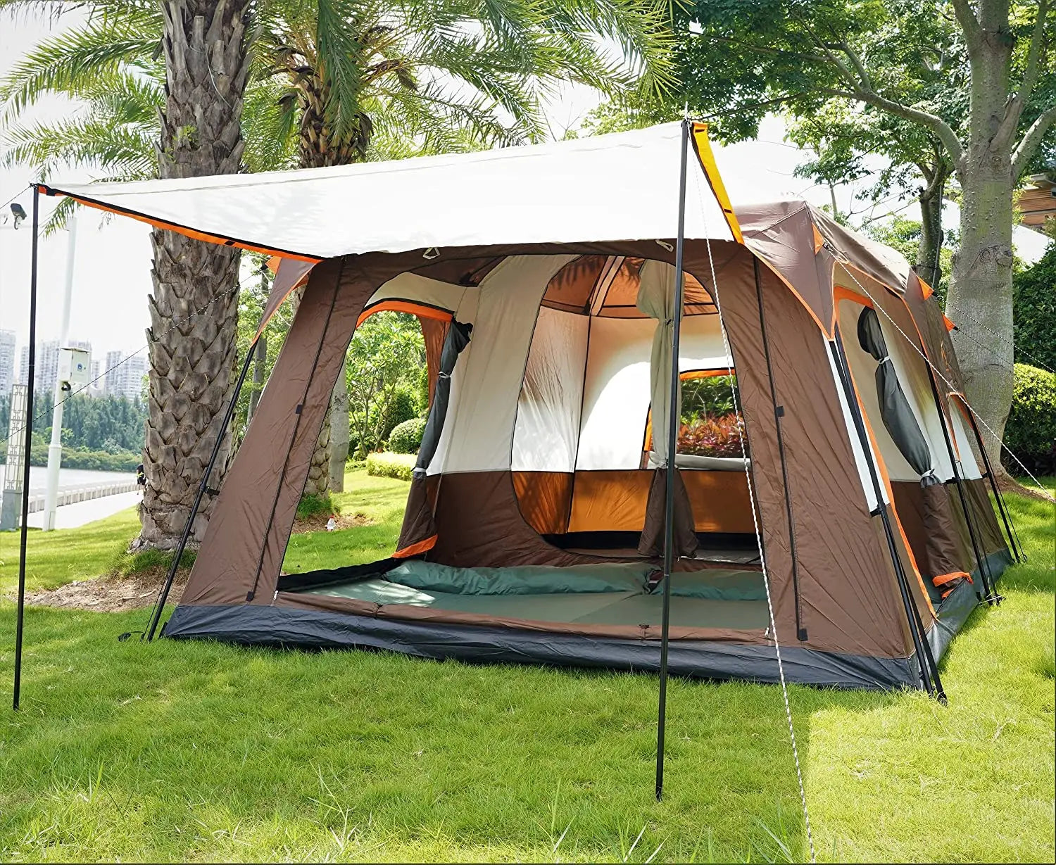 WOQI two room extra large outdoor camping tents 6-10 persons waterproof outdoor family luxury family tent himalipasal