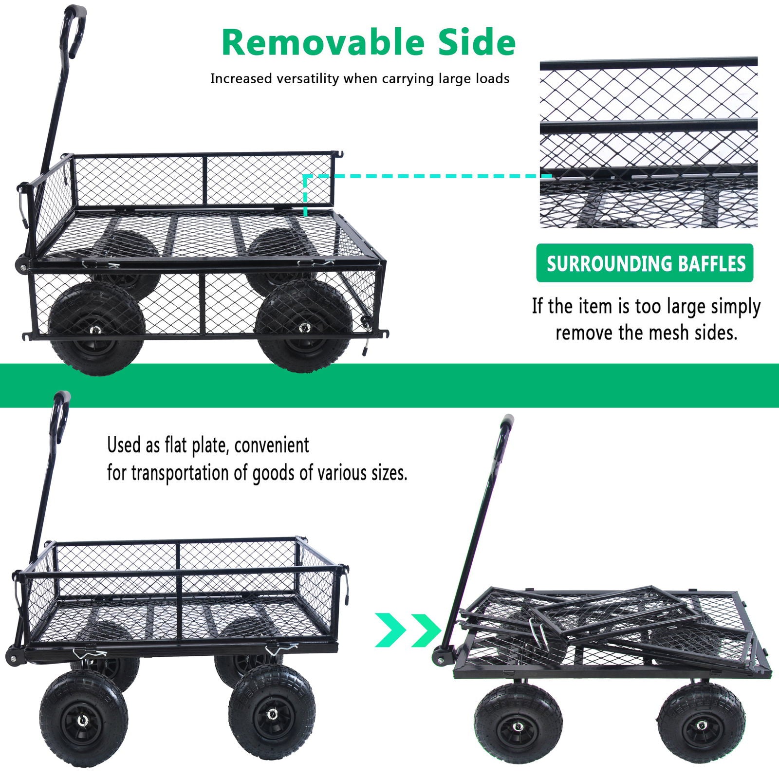 Wagon Cart Garden cart trucks make it easier to transport firewood TC1840BKG himalipasal