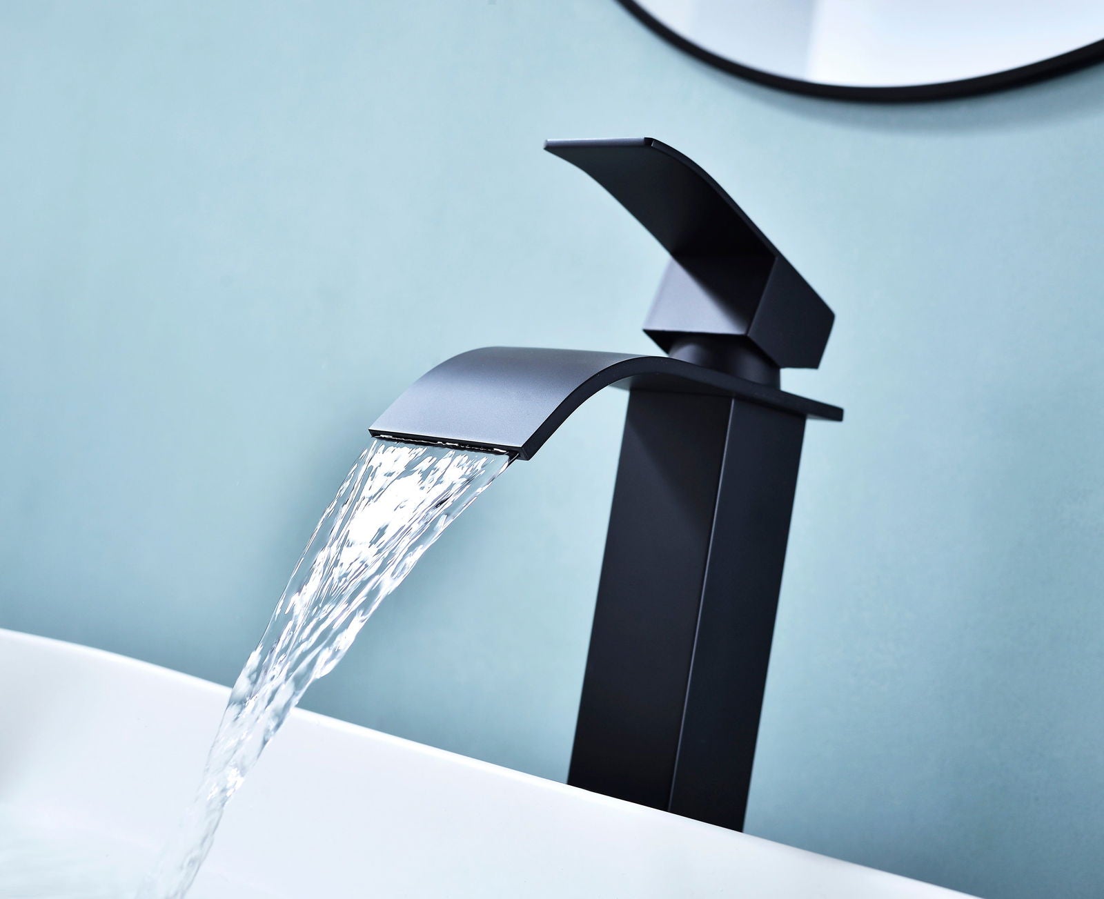 Waterfall Spout Bathroom Faucet,Single Handle Bathroom Vanity Sink Faucet himalipasal