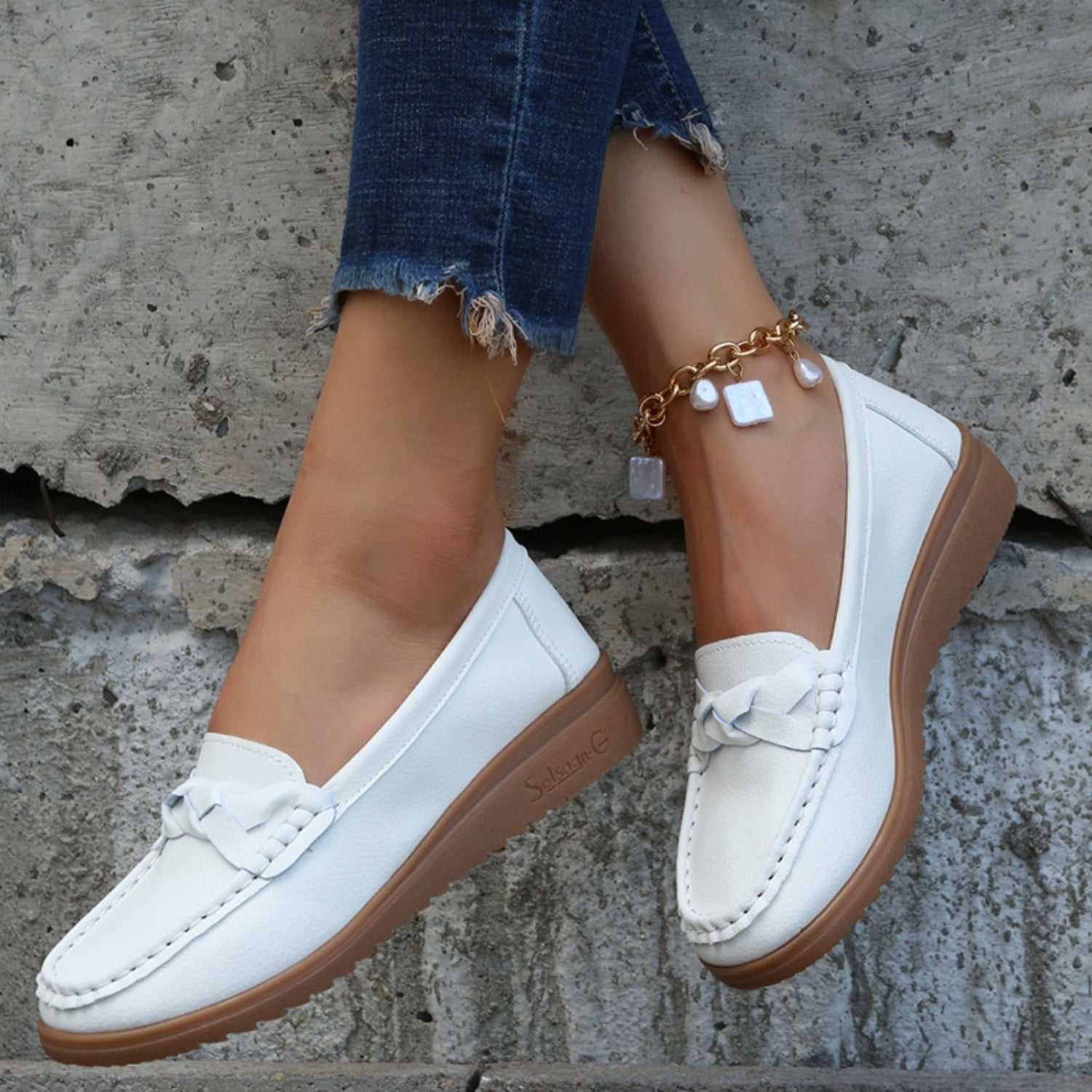 Weave Wedge Heeled Loafers himalipasal