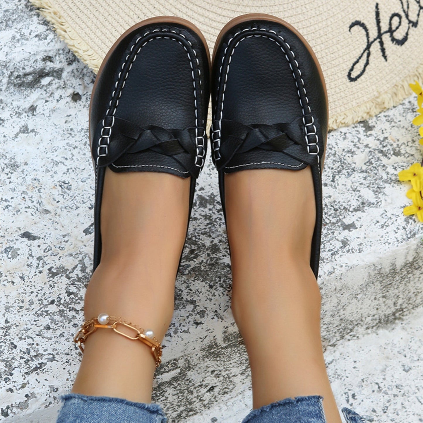 Weave Wedge Heeled Loafers himalipasal