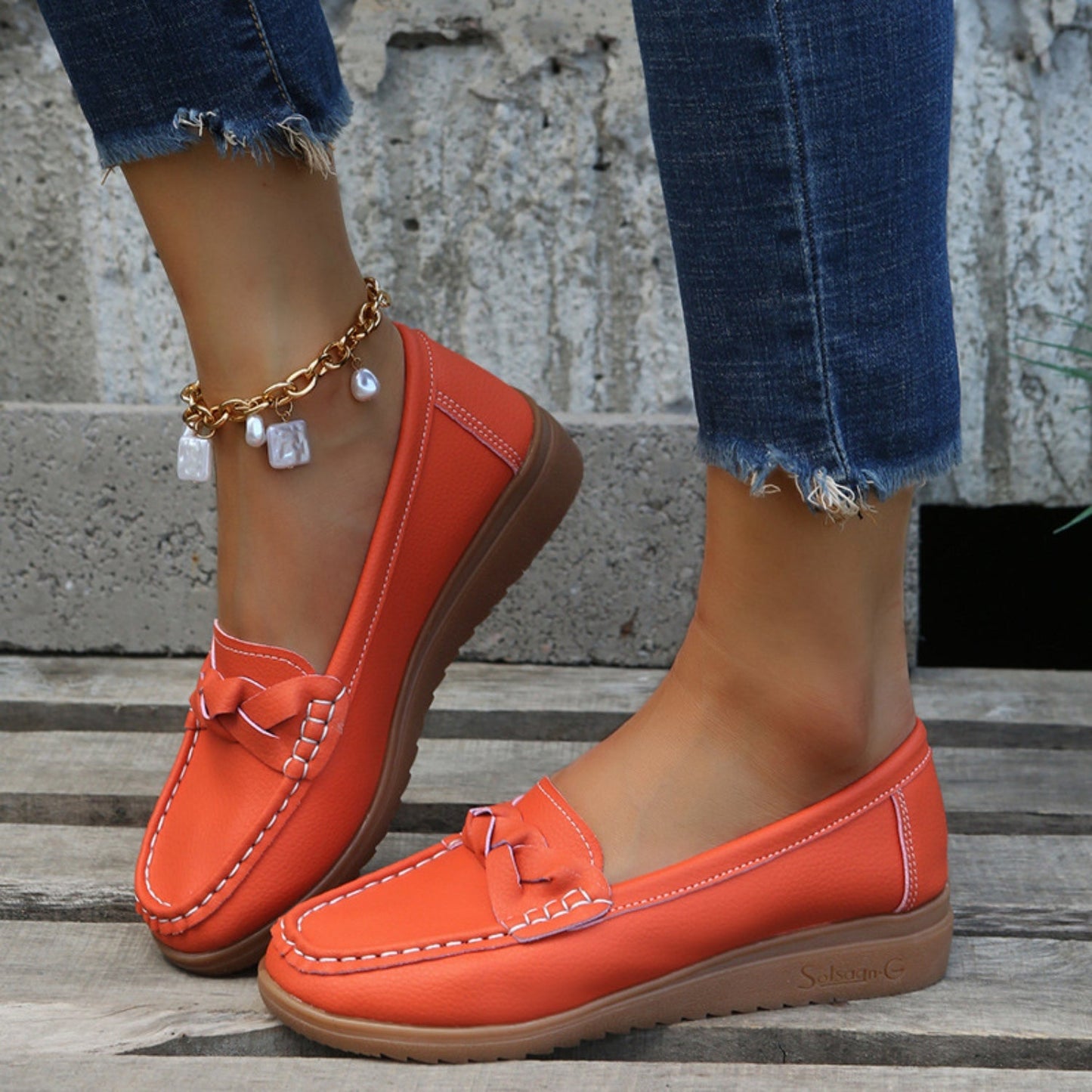 Weave Wedge Heeled Loafers himalipasal