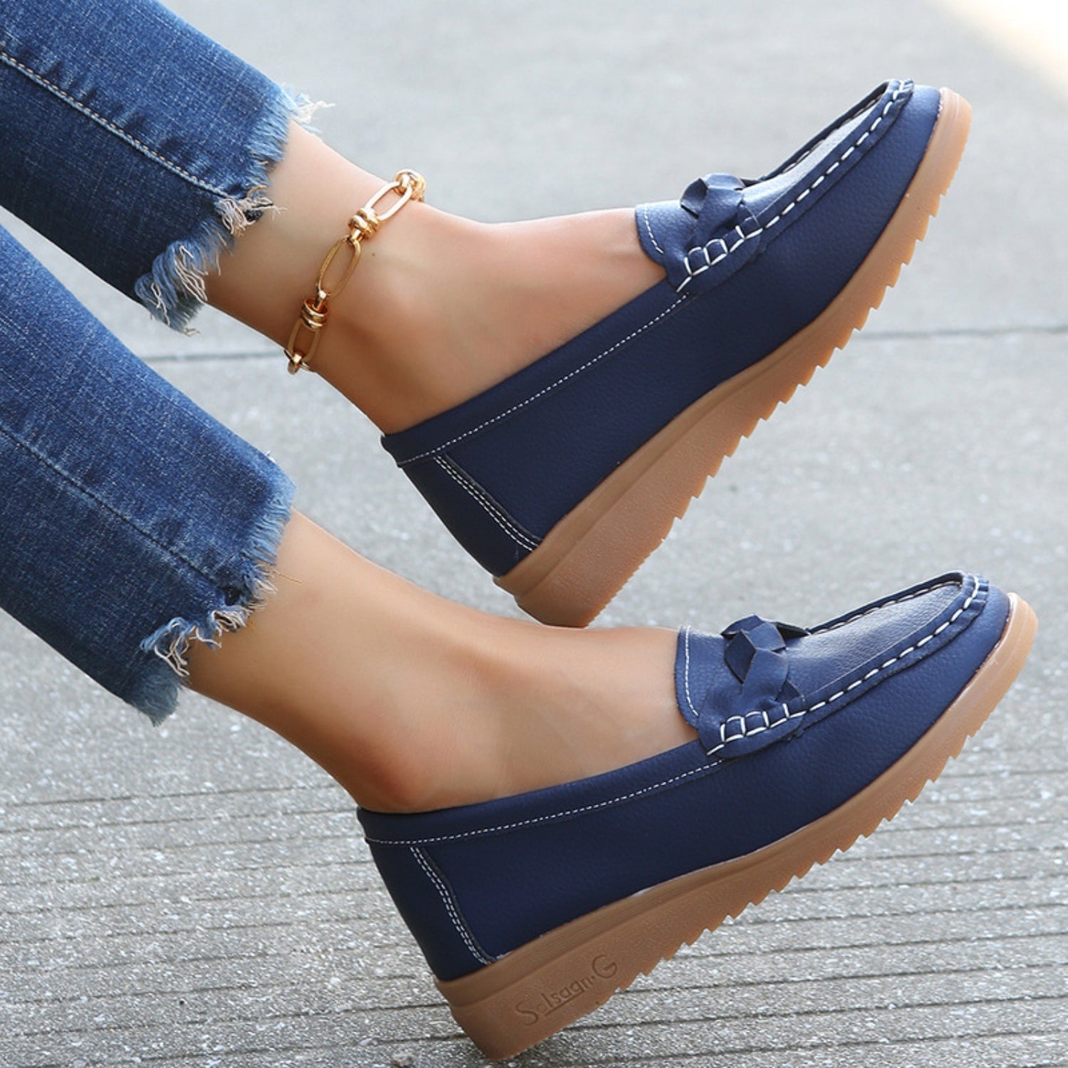 Weave Wedge Heeled Loafers himalipasal