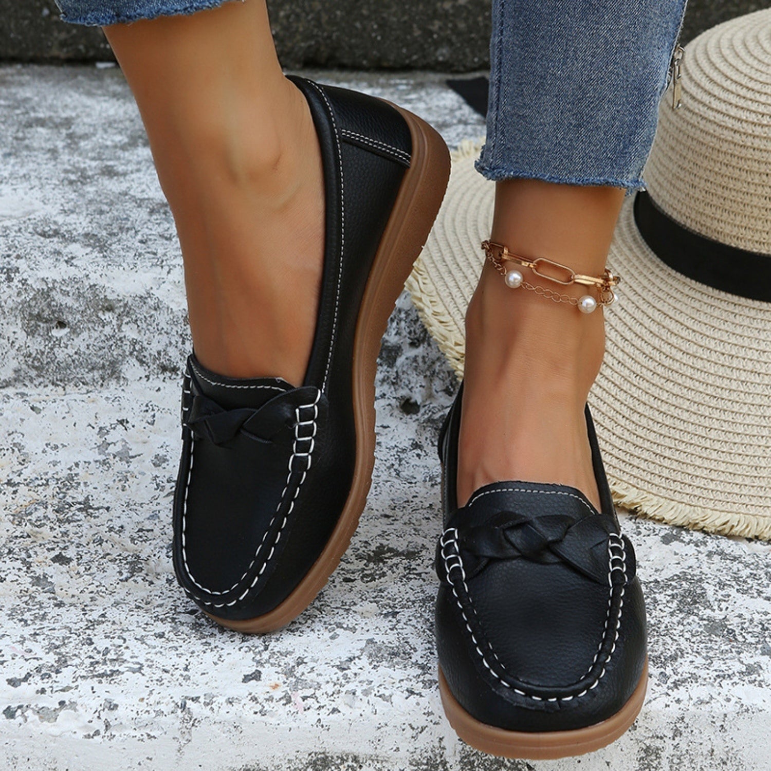 Weave Wedge Heeled Loafers himalipasal