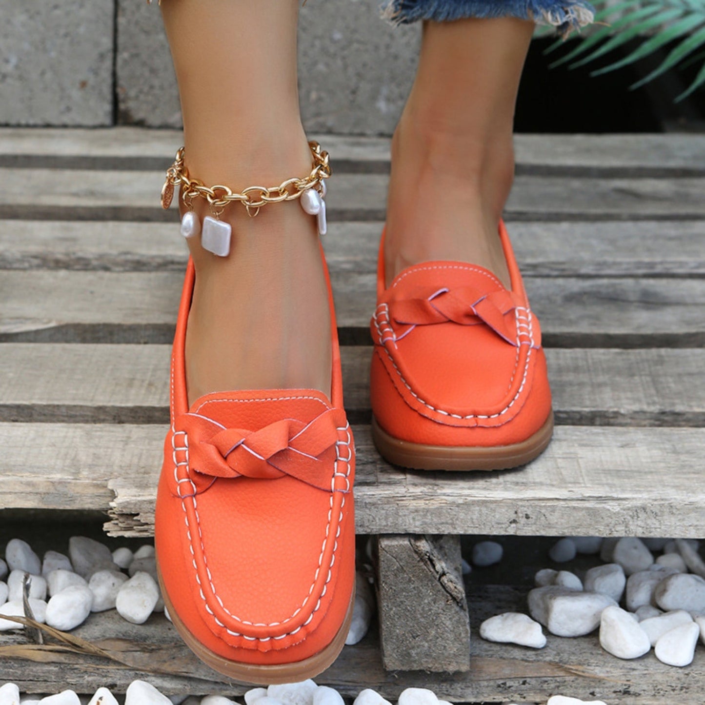 Weave Wedge Heeled Loafers himalipasal