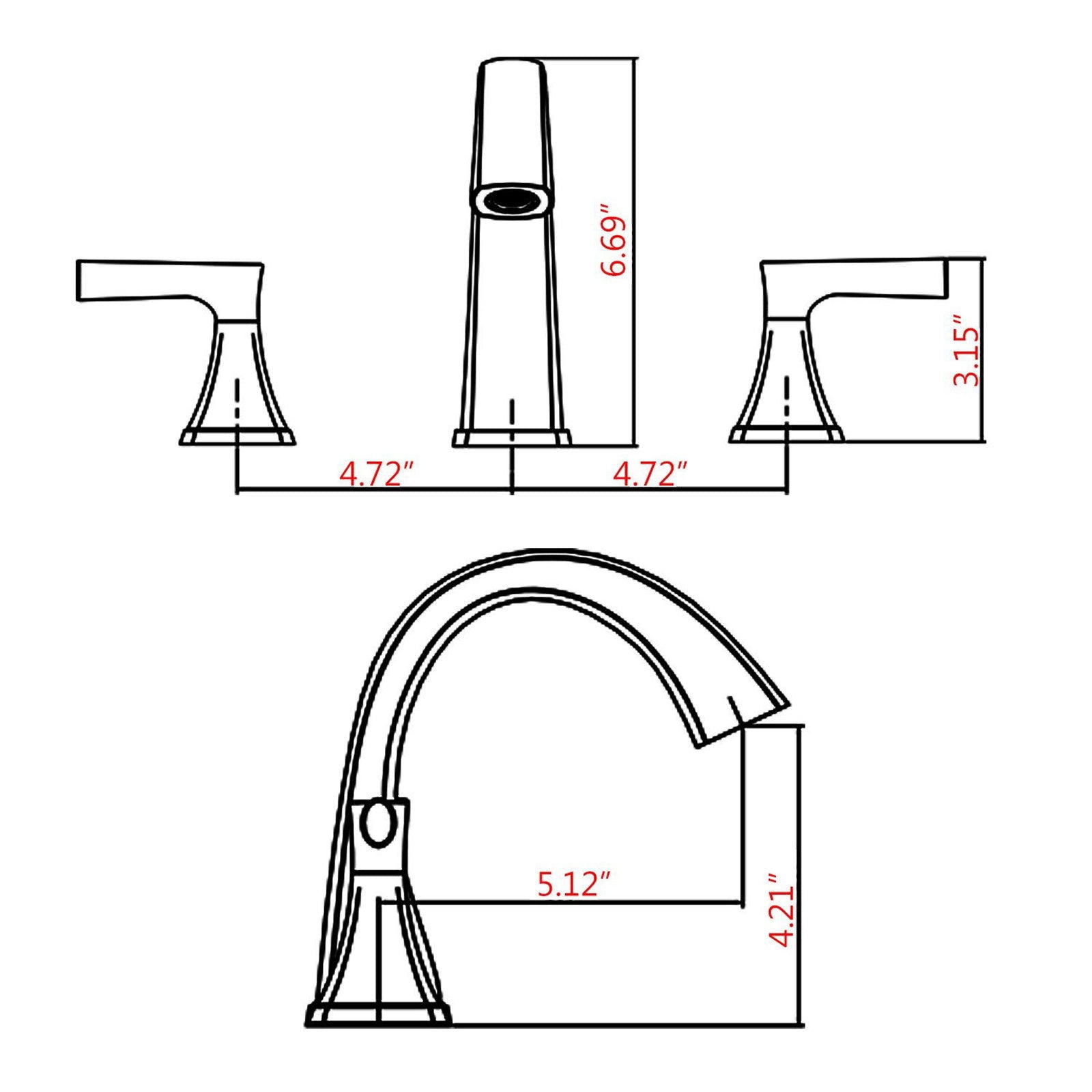 Widespread Bathroom Sink Faucets Two Handle 3 Hole Vanity Bath Faucet with Drain Assembly (Matte Black) himalipasal